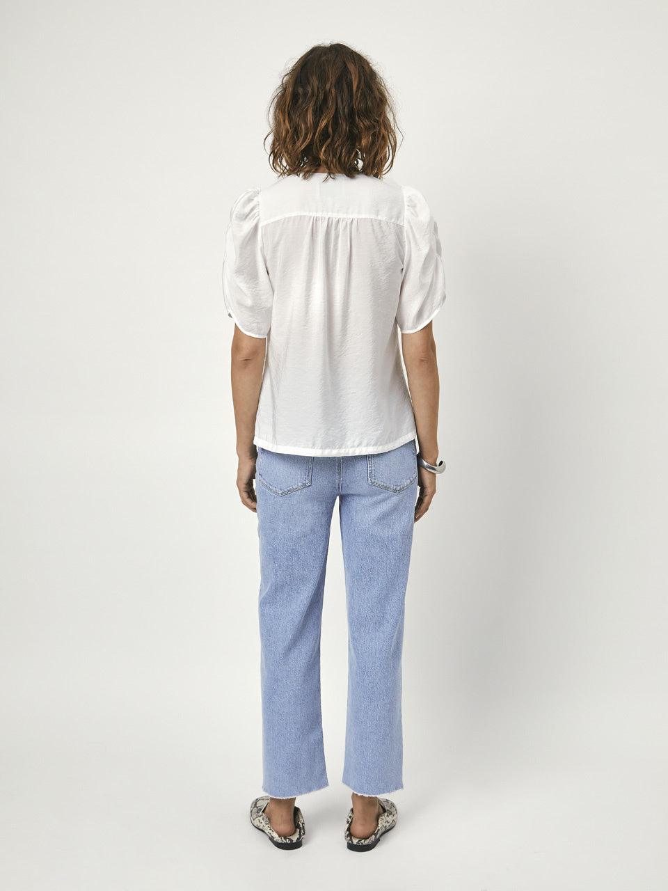 Lyza V-Neck Top Optic White - No22 Damplassen