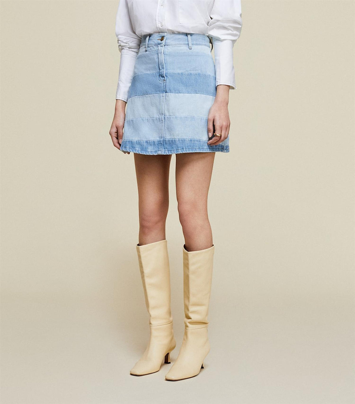 Lois Jeans - Maya Skirt Tricolor Patchwork Stone - No22 Damplassen