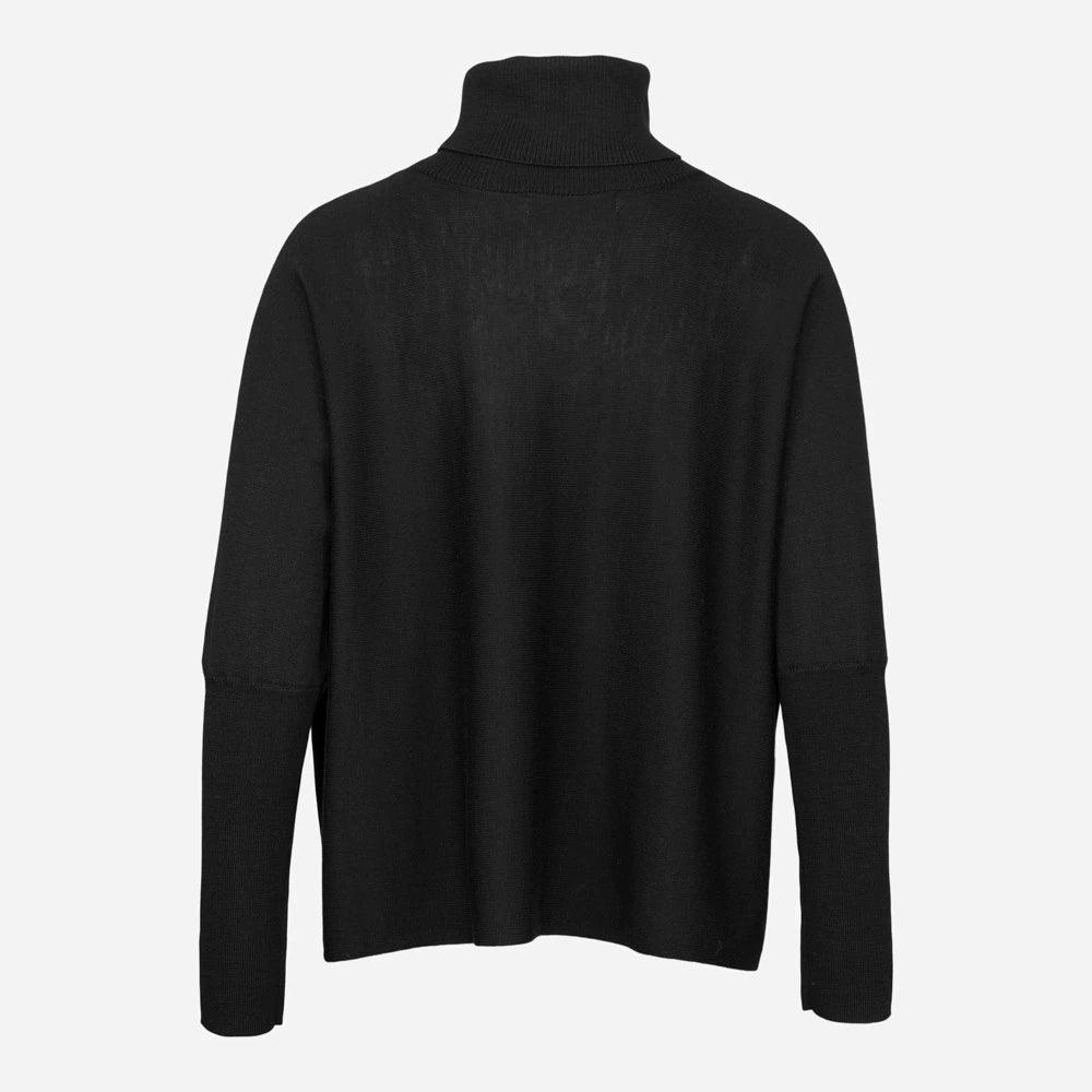 Merino Short Wide Turtle Neck Black - No22 Damplassen