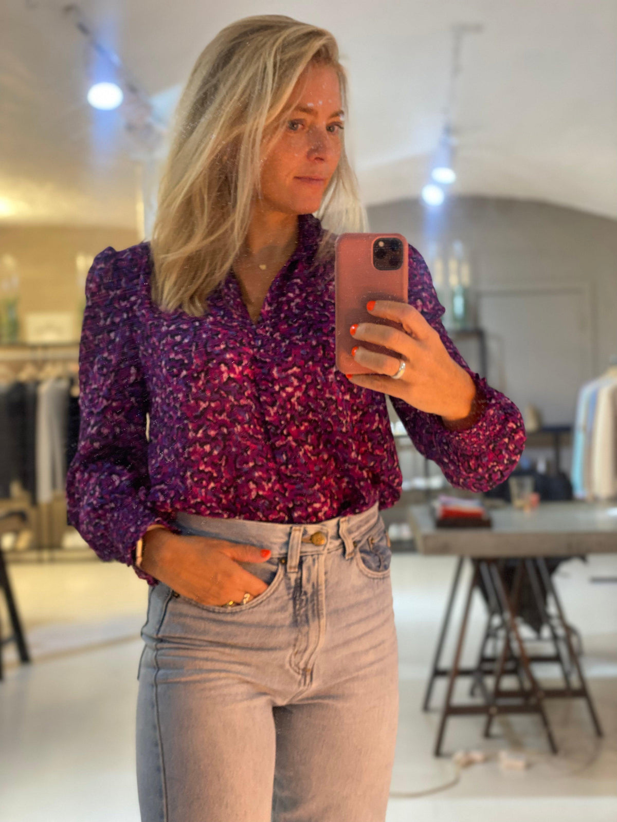Moiré Printed Blouse Multicolour - No22 Damplassen