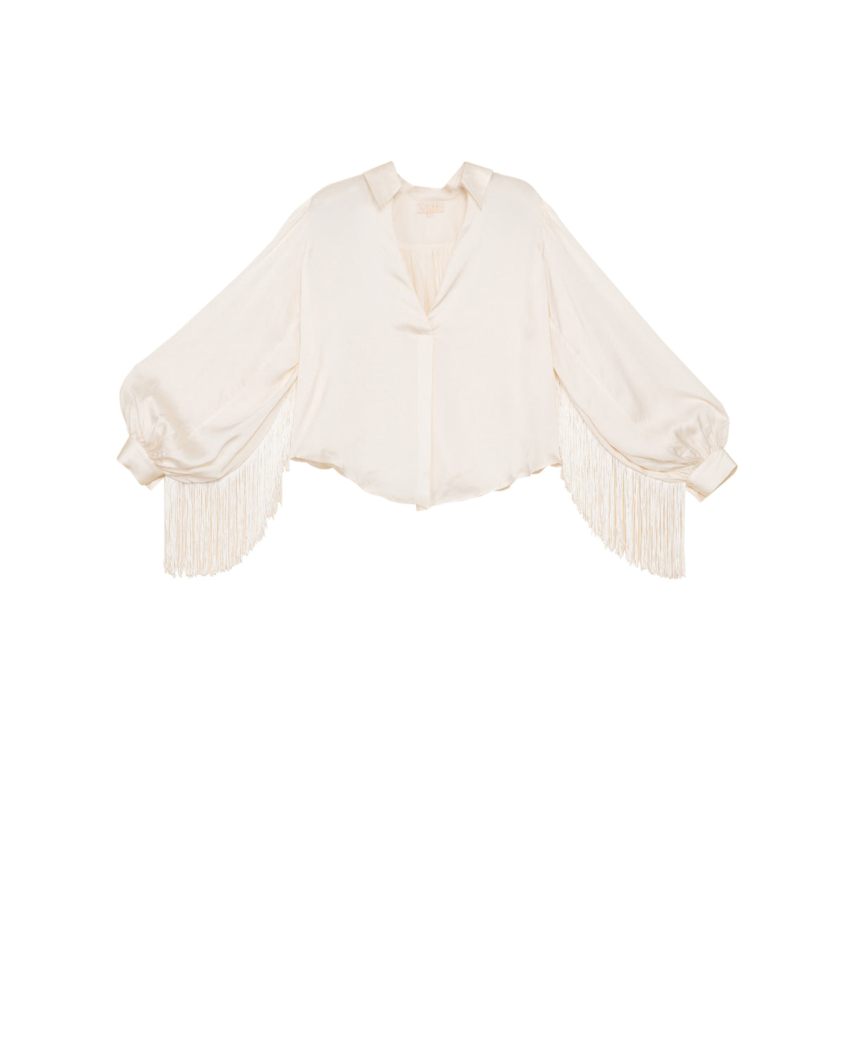 Satin Fringe Blouse Vintage White