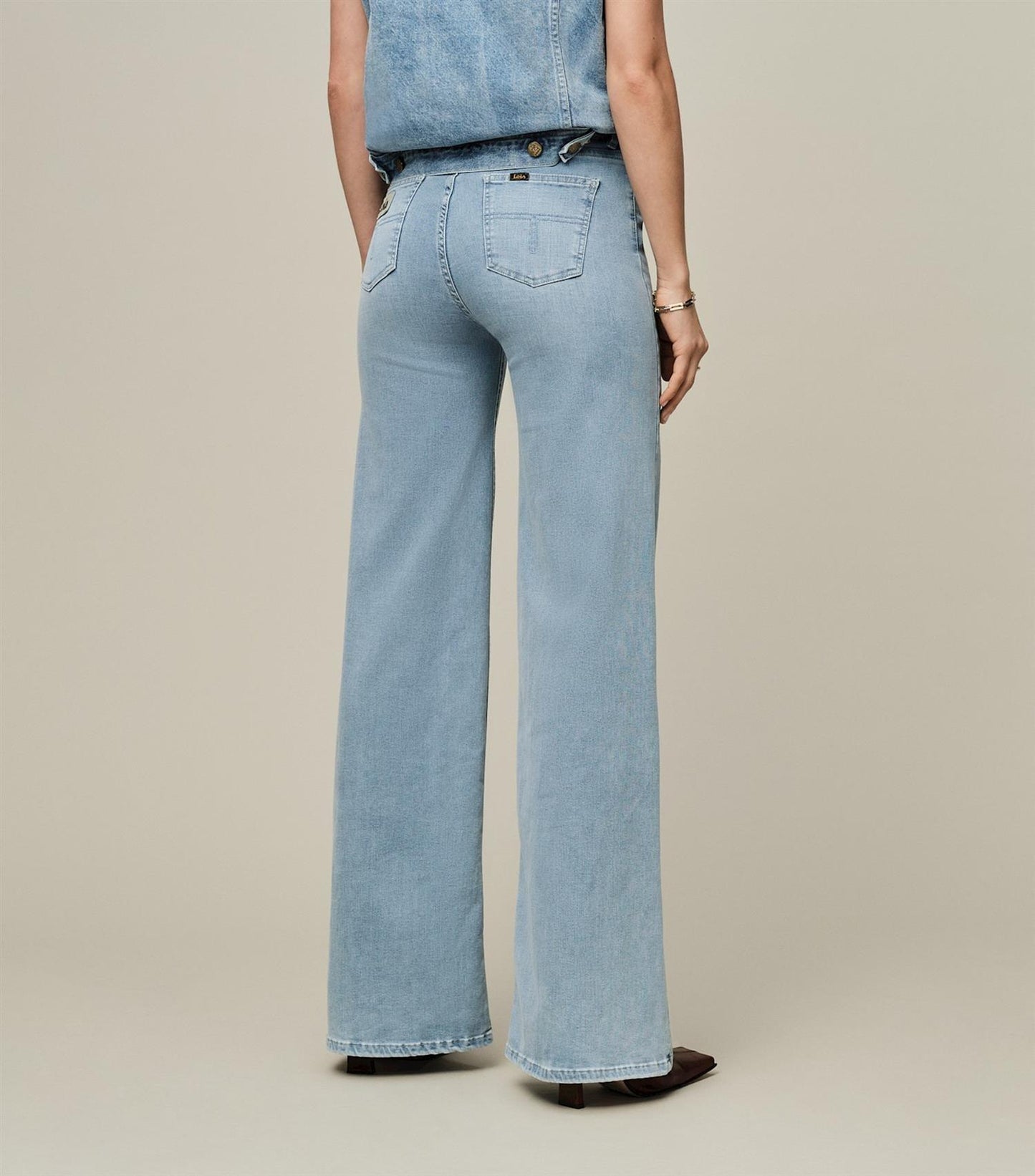 Palazzo Lecross Bleach Cross Hatch Blue - No22 Damplassen