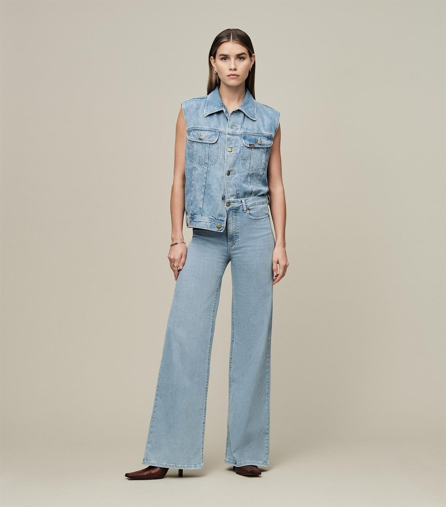 Palazzo Lecross Bleach Cross Hatch Blue - No22 Damplassen