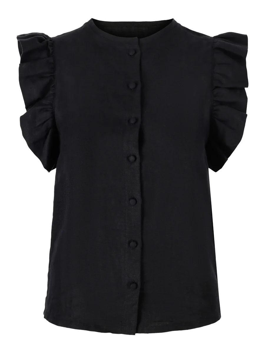 Pauline Linen Shirt Black - No22 Damplassen