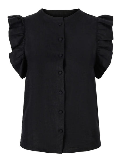 Pauline Linen Shirt Black - No22 Damplassen