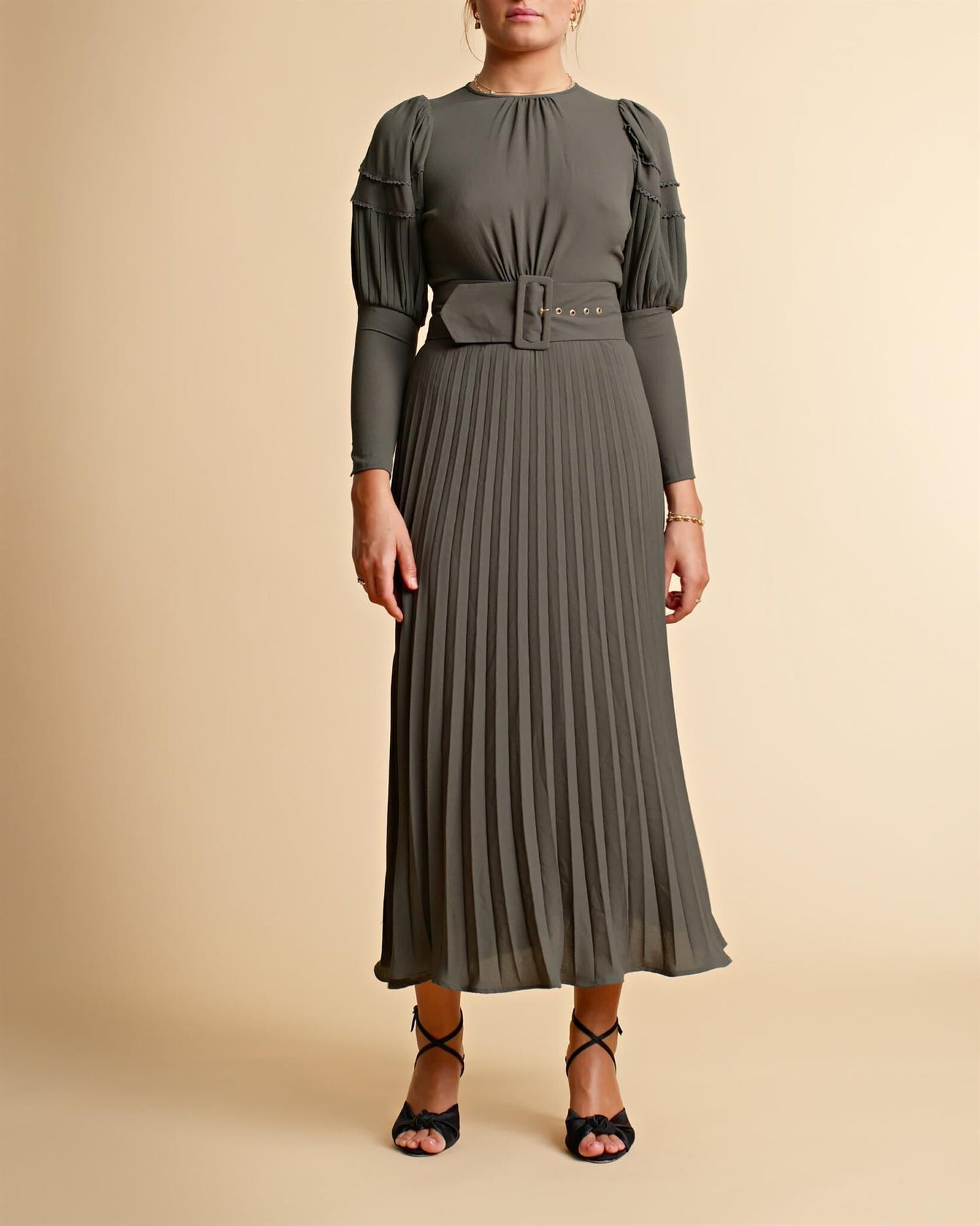 byTiMo - Plissé Midi Dress Green - No22 Damplassen