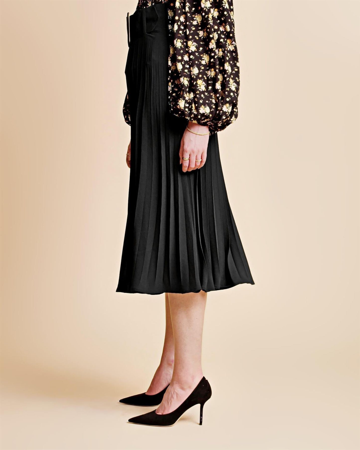 Plissé Midi Skirt Black - No22 Damplassen
