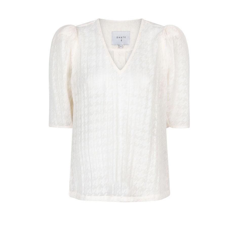 Pomona Detailed V-Neck Top Butter Cream - No22 Damplassen