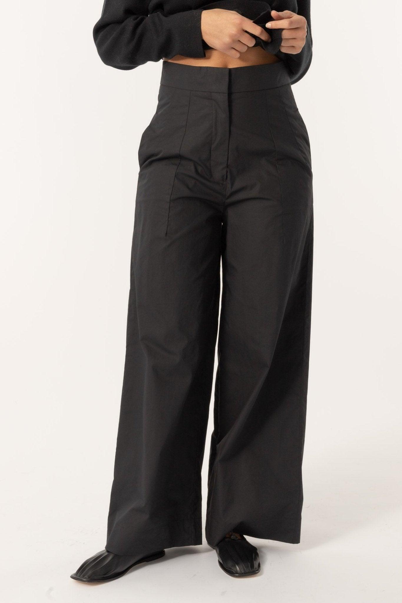 Cathrine Hammel - Poplin Wide Leg Pants Black - No22 Damplassen