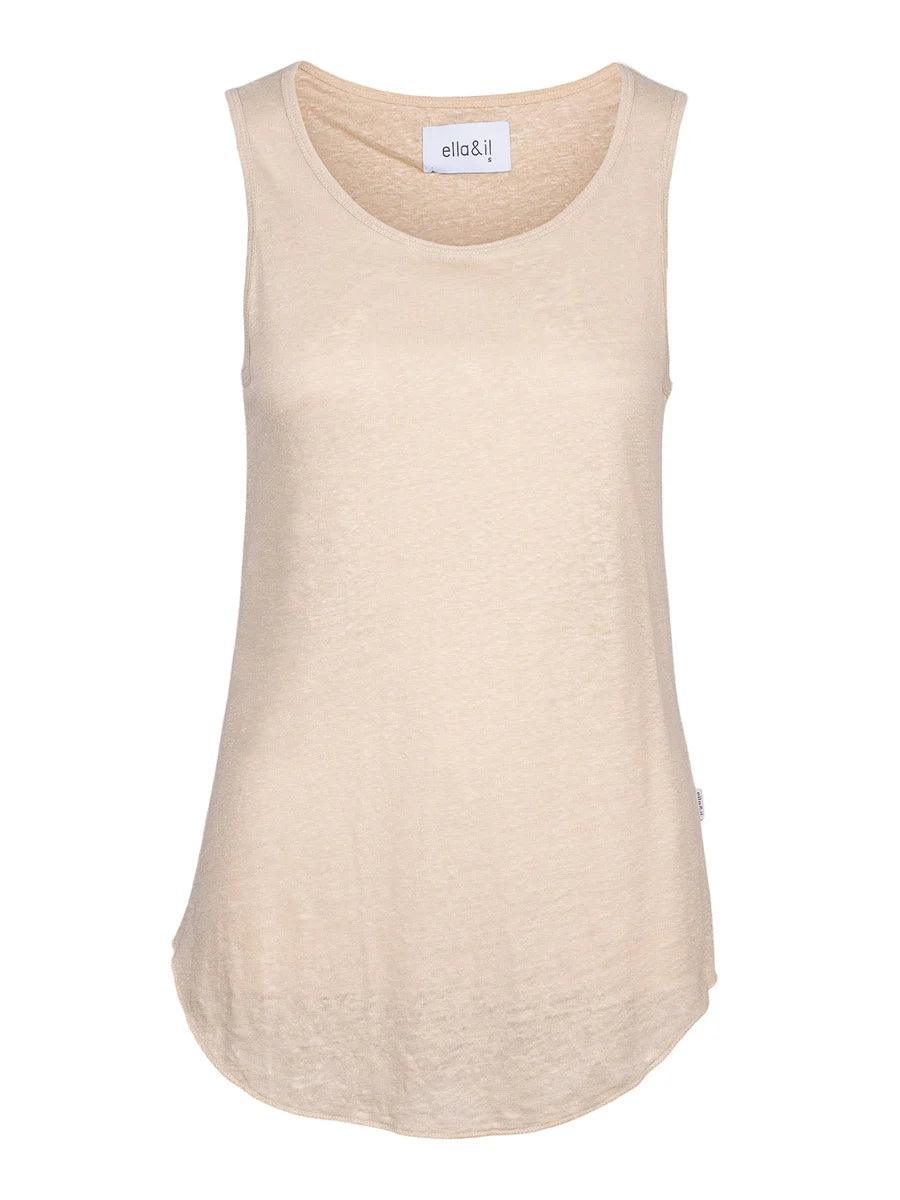 Rikke Linen Singlet Beige - No22 Damplassen