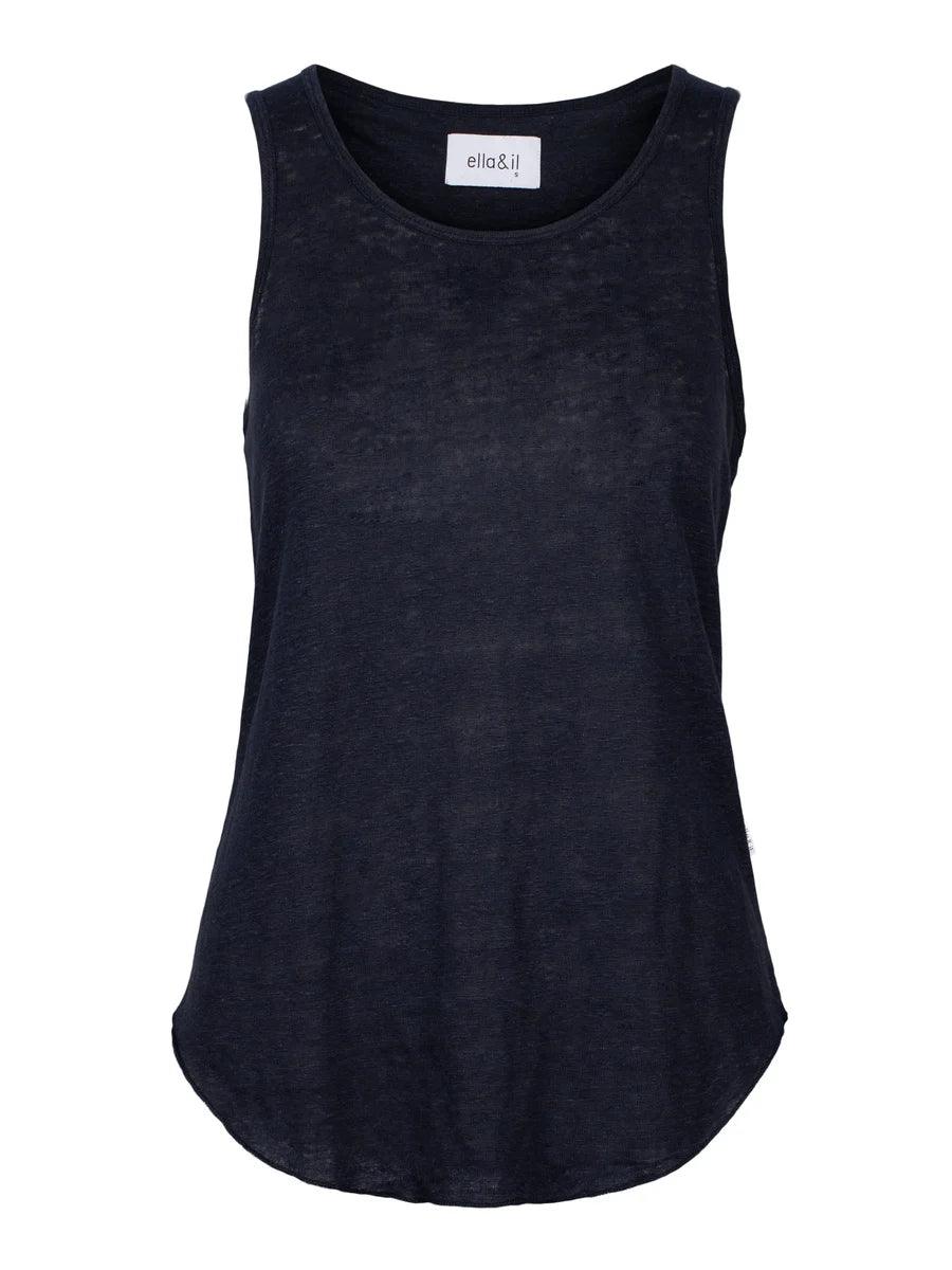 Rikke Linen Singlet Navy - No22 Damplassen