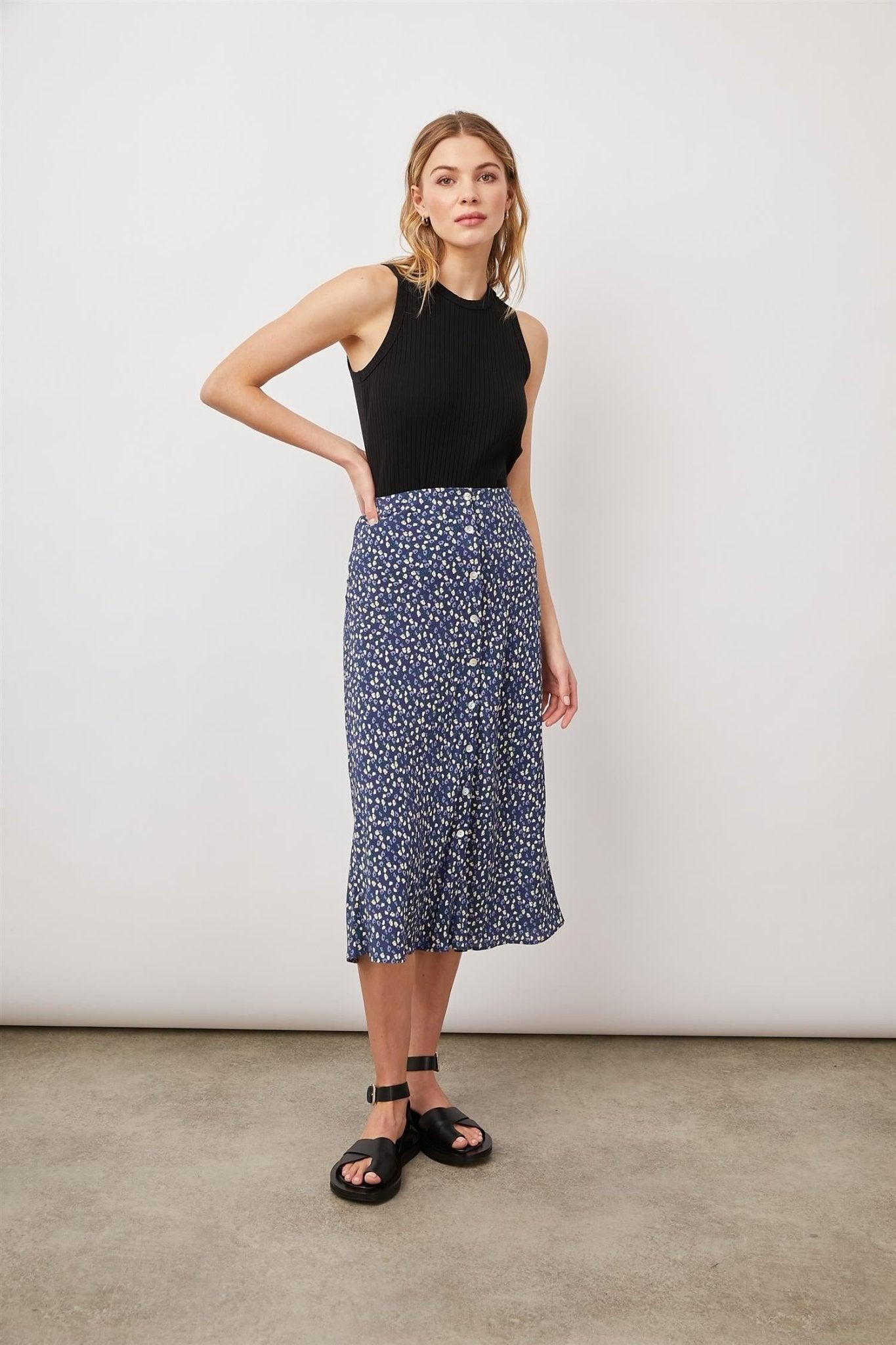 Rosetta Skirt Navy Ditsy Floral - No22 Damplassen
