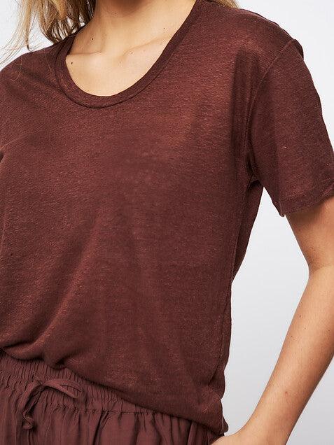 Sakayla Linen T-shirt Brown Stone - No22 Damplassen