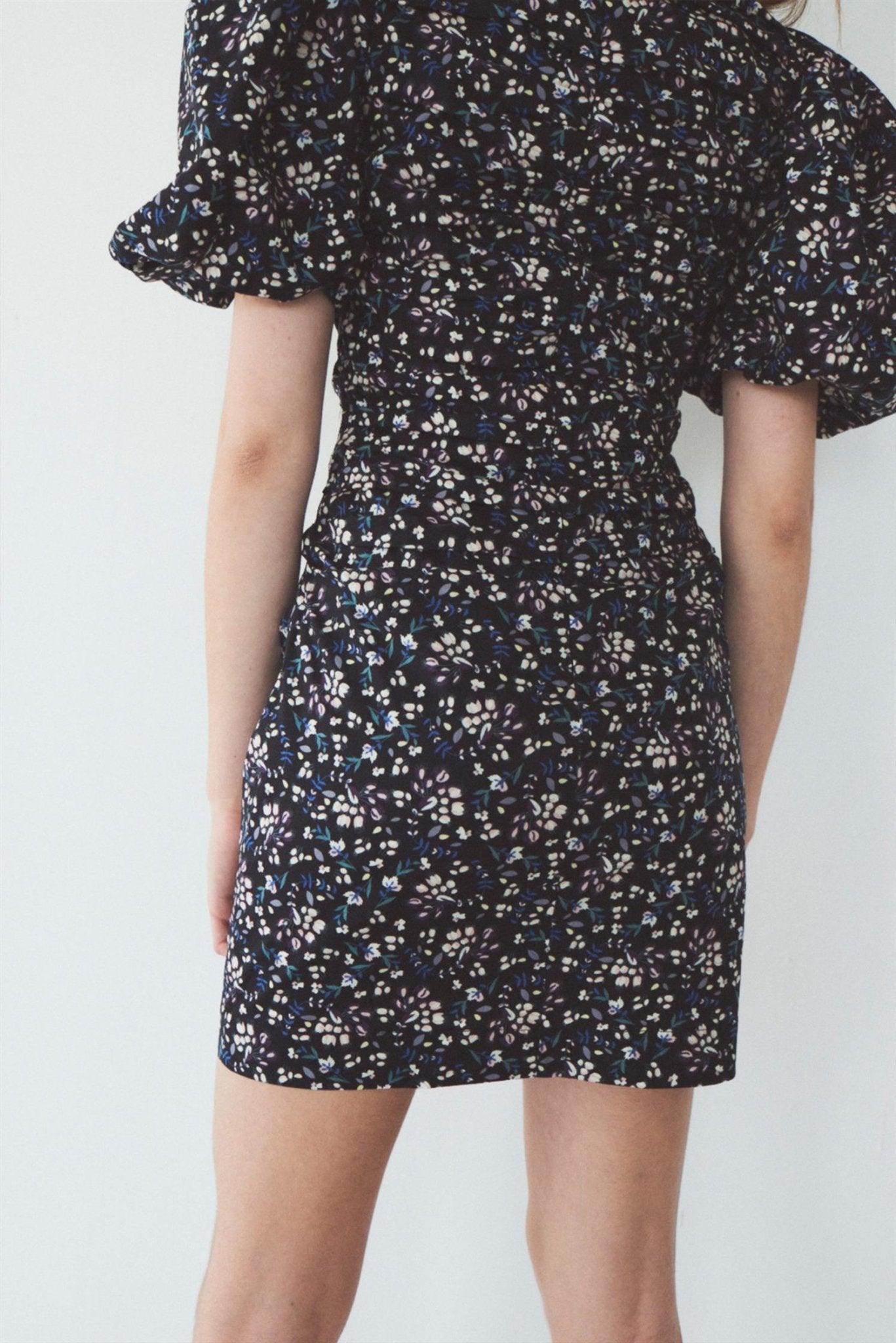 Designers Remix - Sandrine Puff Dress Black Flower Print - No22 Damplassen