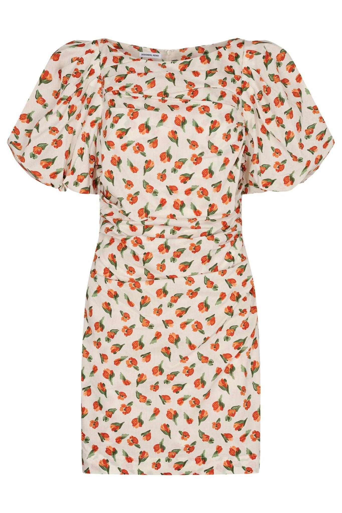 Sandrine Puff Dress Mandarin Flower Print - No22 Damplassen