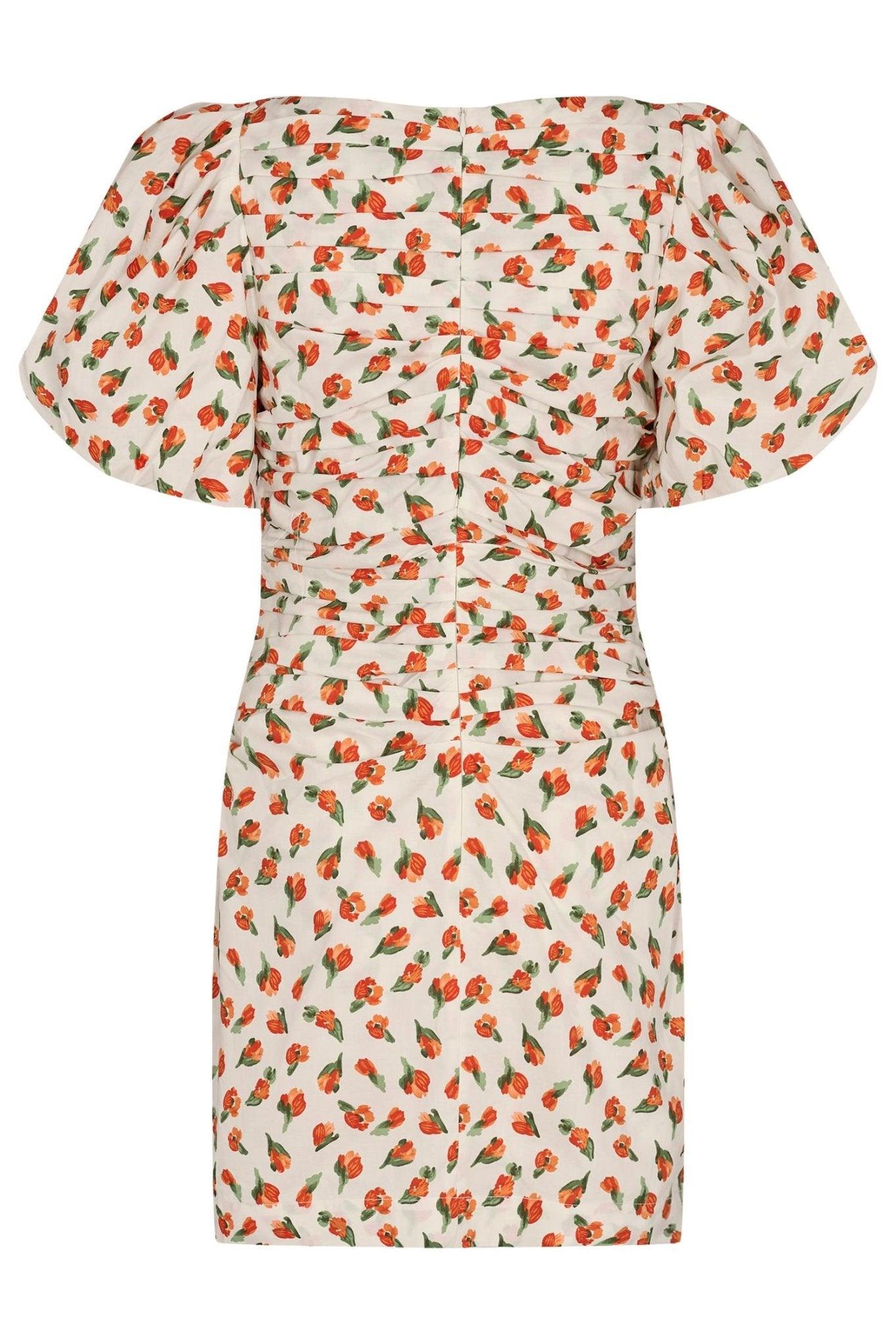 Sandrine Puff Dress Mandarin Flower Print - No22 Damplassen