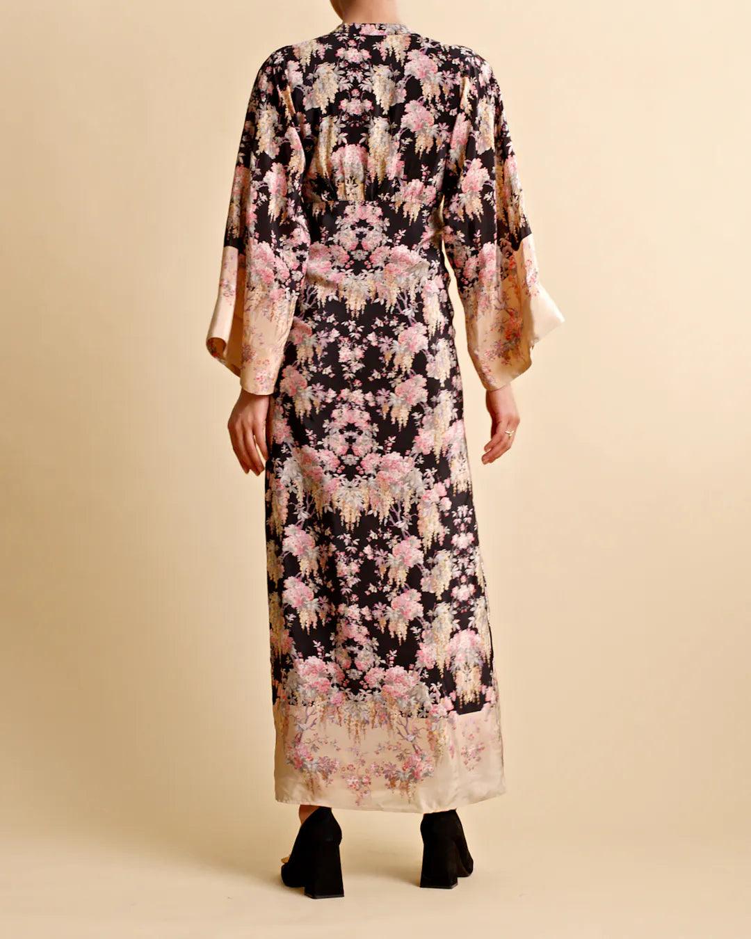 Satin Maxi Dress Midnight Garden - No22 Damplassen