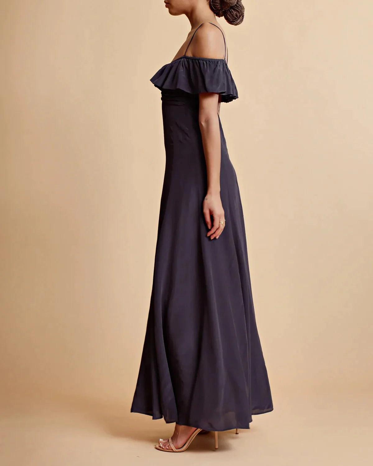 Satin Maxi Dress Navy - No22 Damplassen