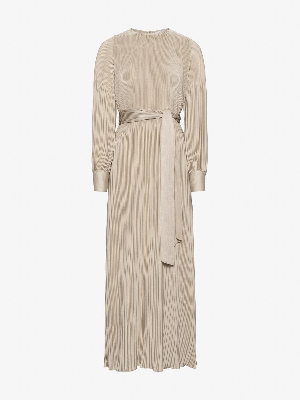 Satin Miami Long Dress Shiny Oatmeal - No22 Damplassen