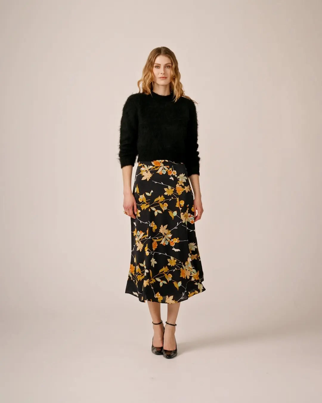 Satin Skirt Night Flowers - No22 Damplassen