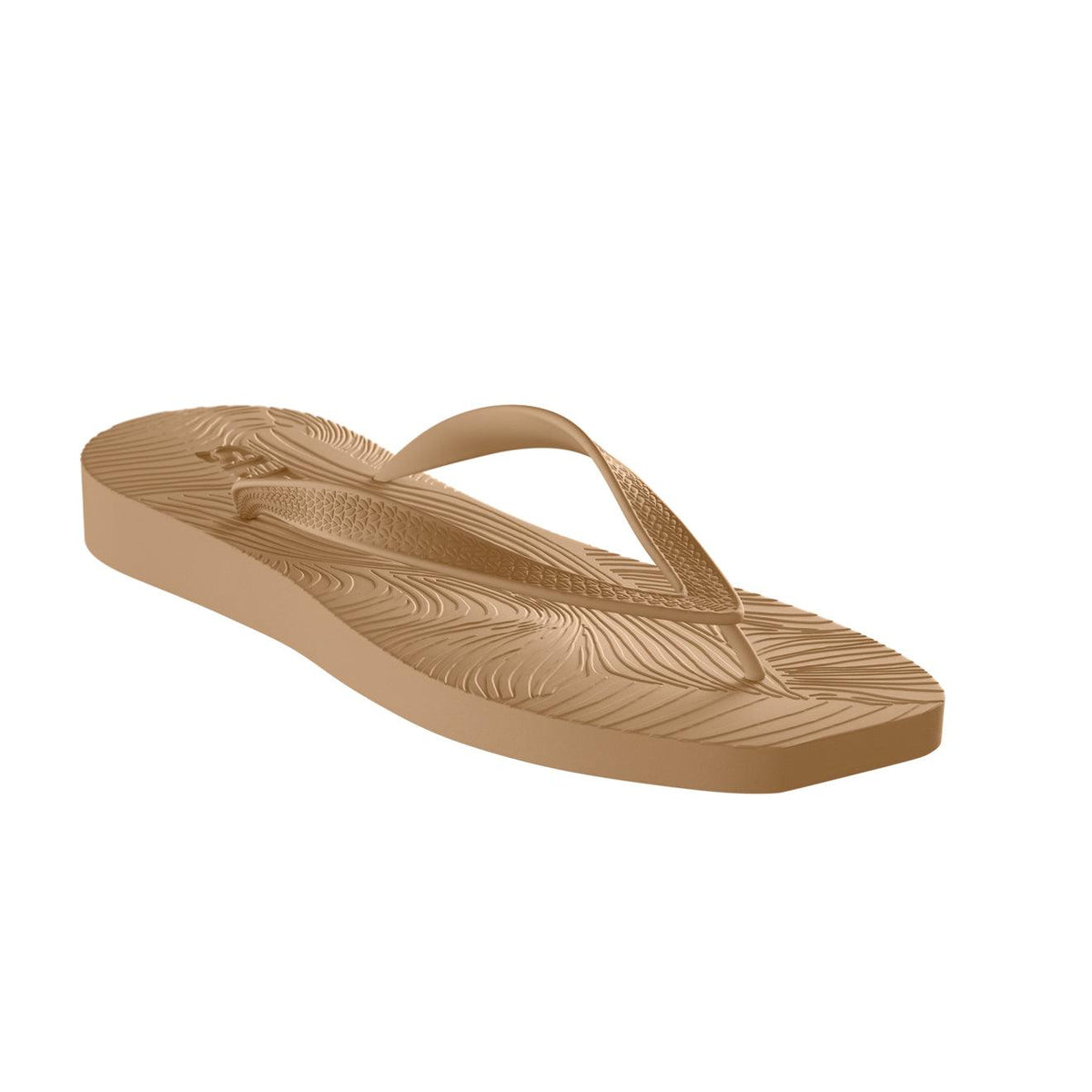 Beige platå flip-flop sandal til dame med mønstret såle, motefottøy sommer