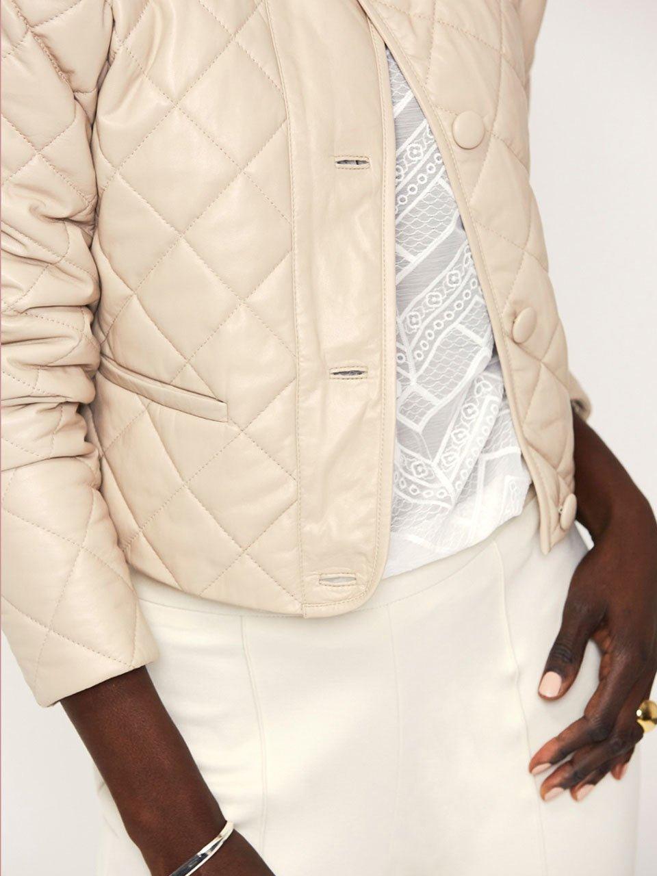 Tatum Leather Jacket Oyster Cream - No22 Damplassen