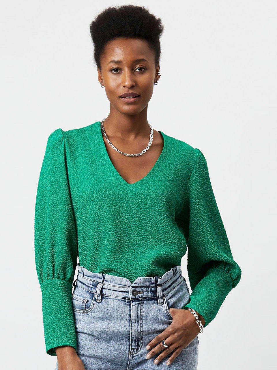 Valentin Structure Blouse Green - No22 Damplassen