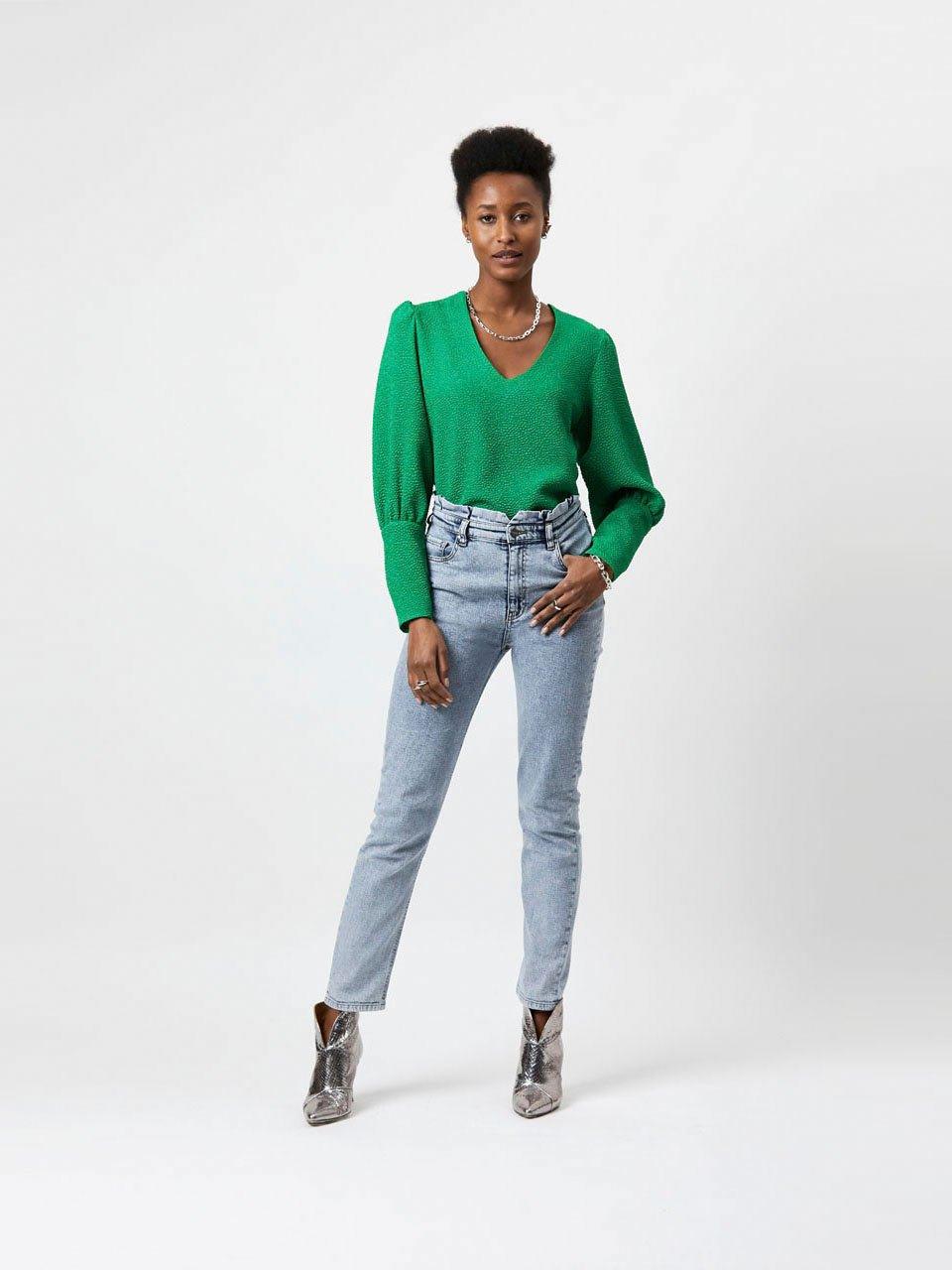 Valentin Structure Blouse Green - No22 Damplassen