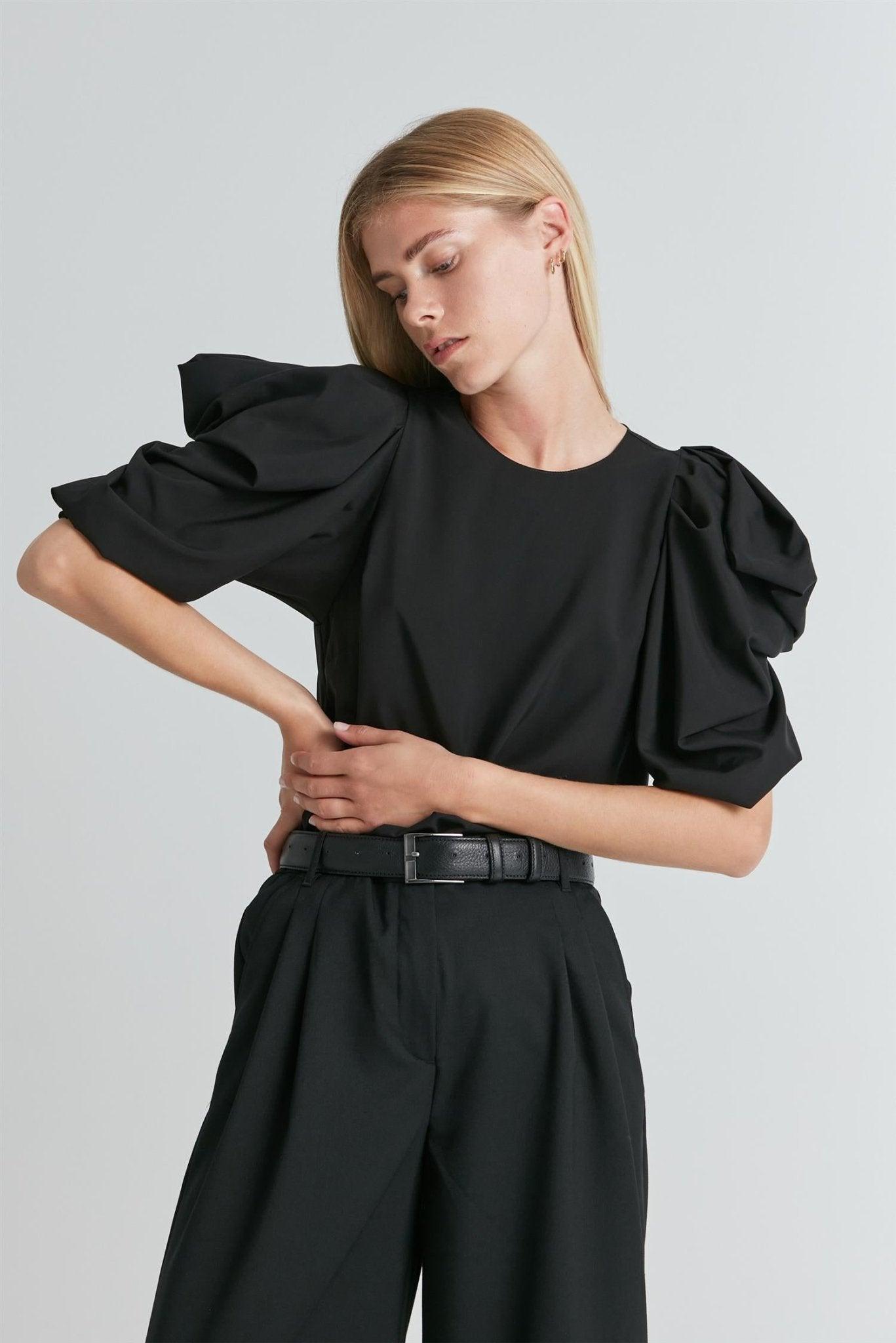 Designers Remix - Valerie Puff Sleeve Top Black - No22 Damplassen