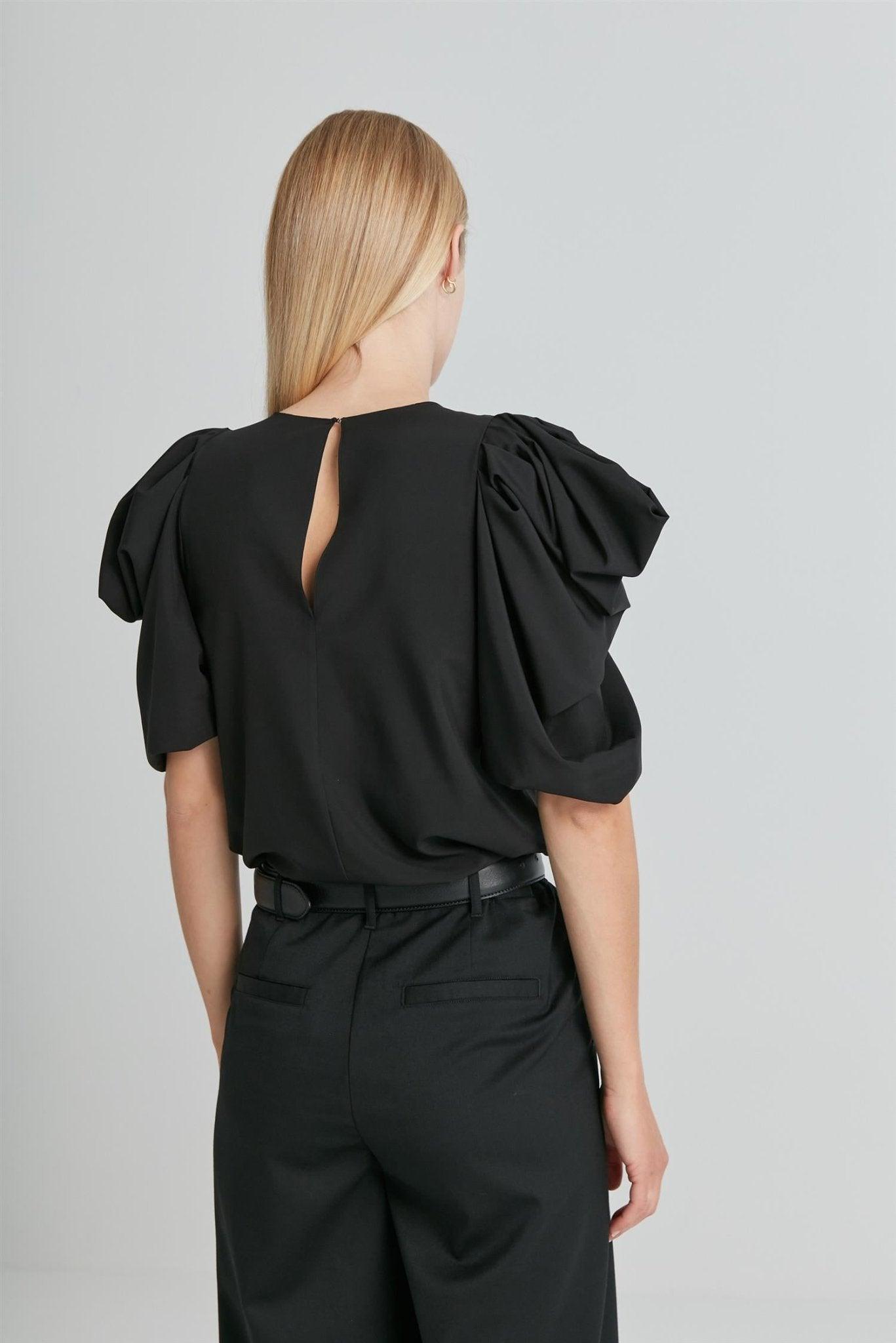 Designers Remix - Valerie Puff Sleeve Top Black - No22 Damplassen