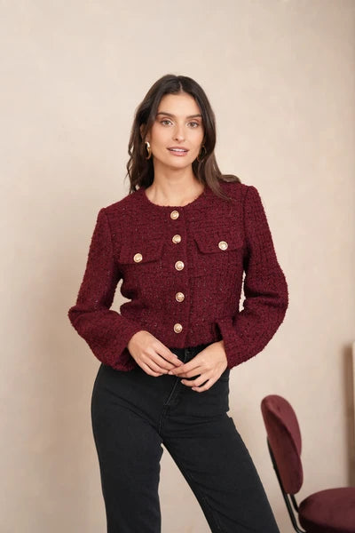 Tweed Blazer Short Bordeaux