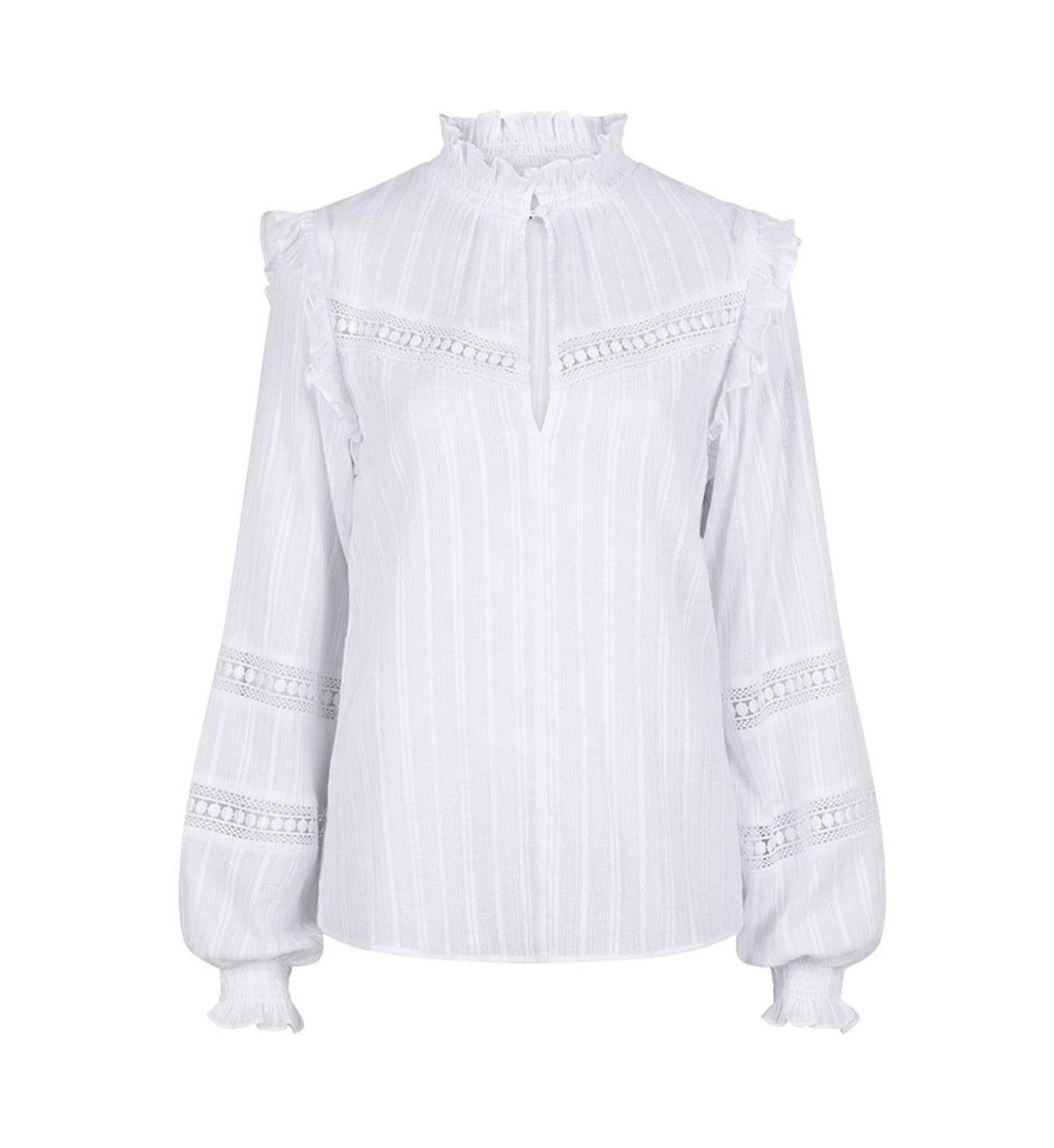Vivi Ruffled Top Optic White - No22 Damplassen