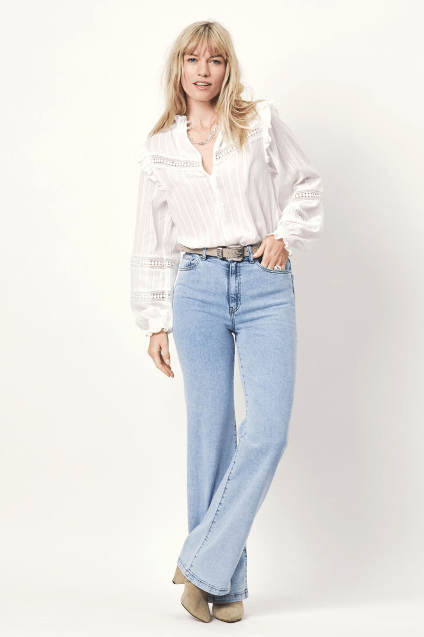 Vivi Ruffled Top Optic White - No22 Damplassen