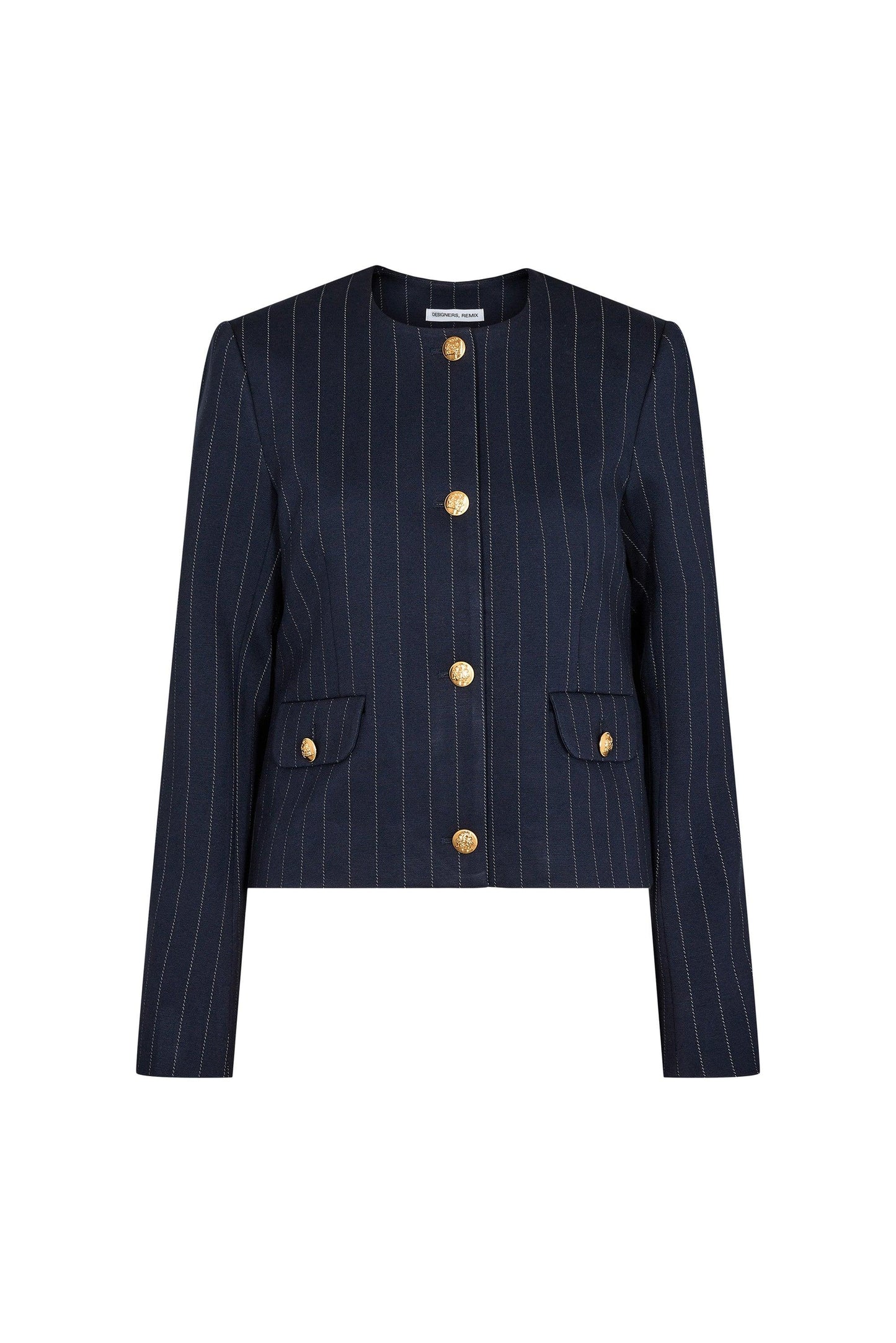 Zoe Pocket Jacket Navy/White Pinstripe - No22 Damplassen