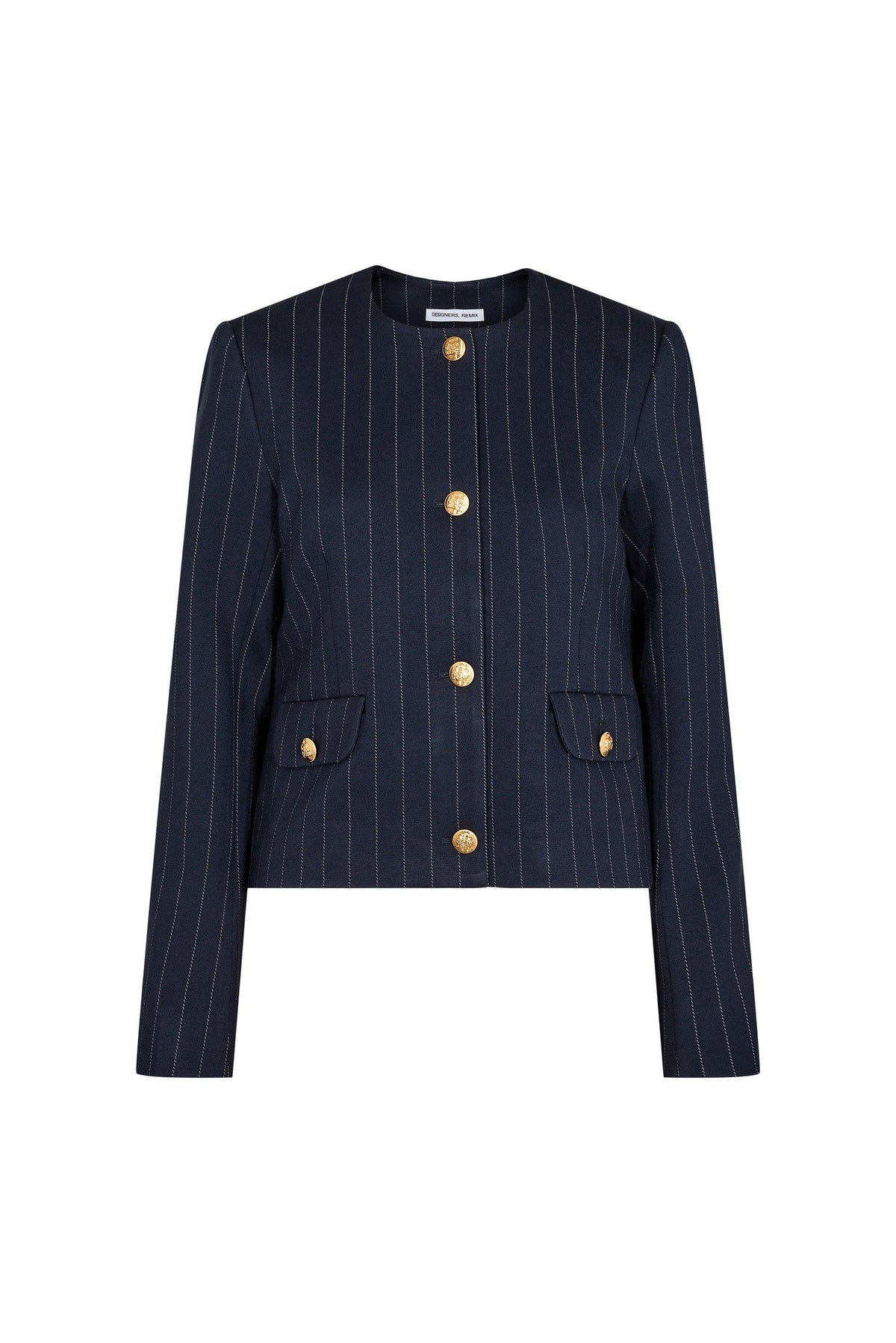 Zoe Pocket Jacket Navy/White Pinstripe - No22 Damplassen