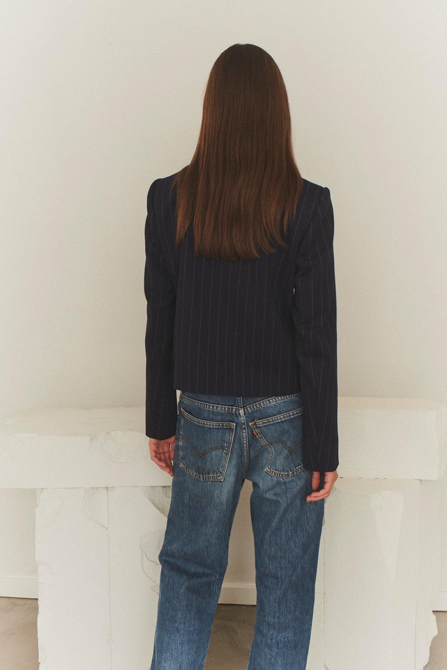 Zoe Pocket Jacket Navy/White Pinstripe - No22 Damplassen