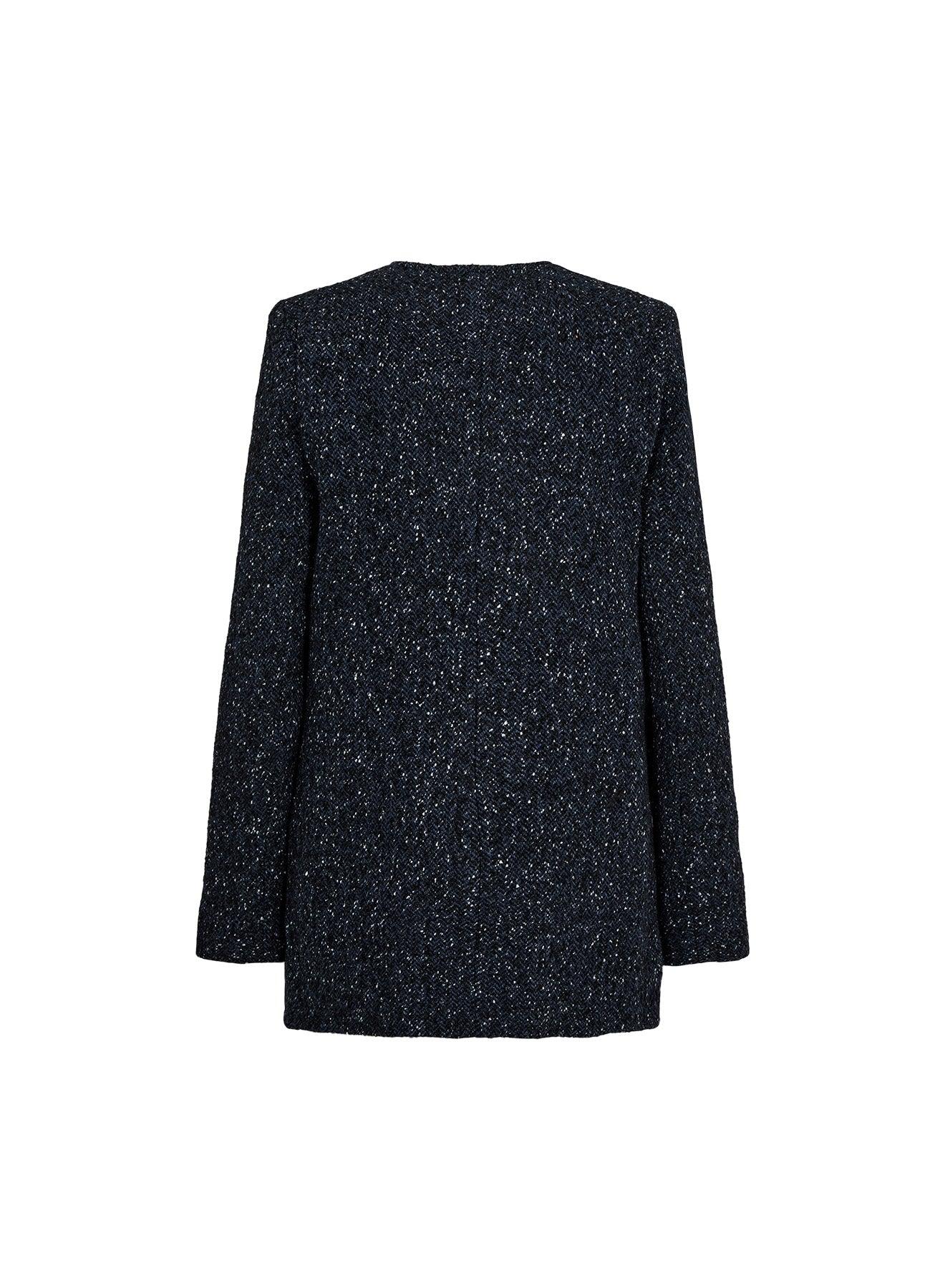 Amalia Pocket Jacket Navy Bouclé Herringbone - No22 Damplassen