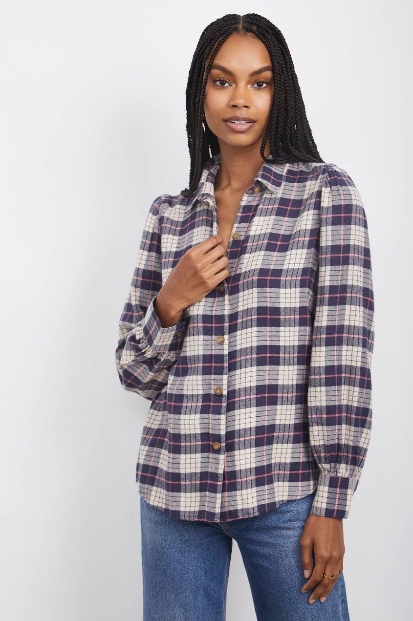 Angelica Shirt Almond Pink Navy - No22 Damplassen