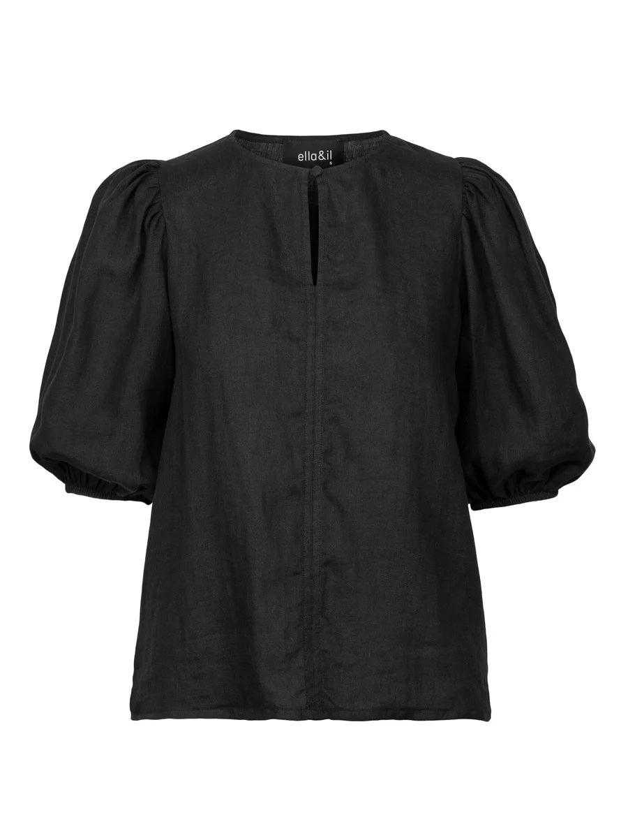 Anna Linen Top Black - No22 Damplassen