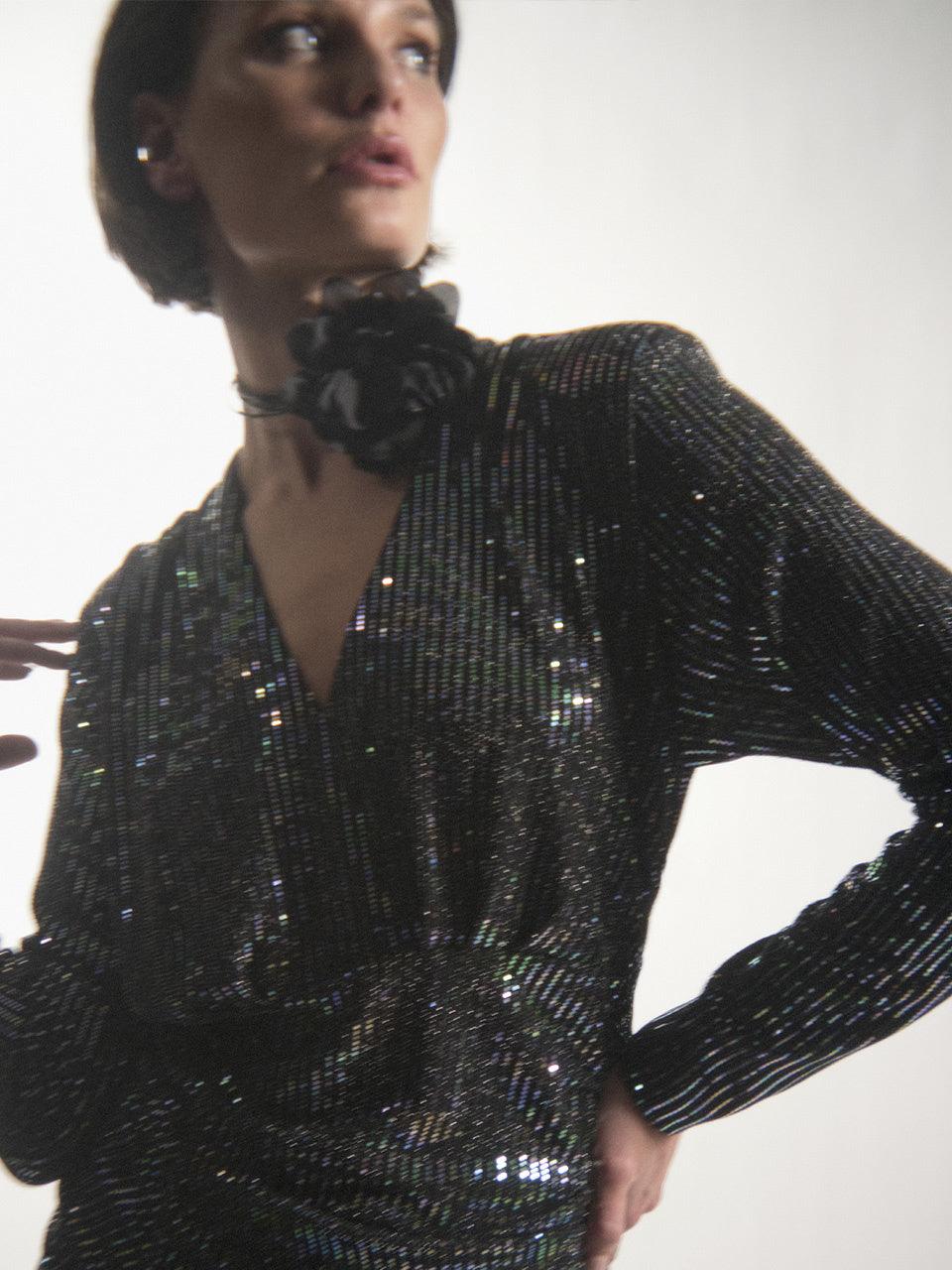 Arcy Sparkling Party Dress Raven