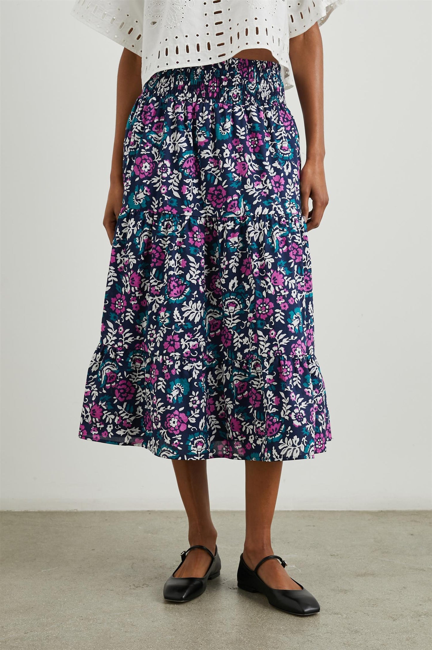 Edina Skirt Woodblock Floral - No22 Damplassen