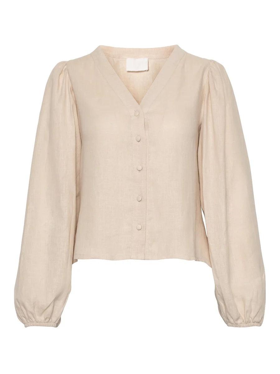 Edith Linen Shirt Beige - No22 Damplassen