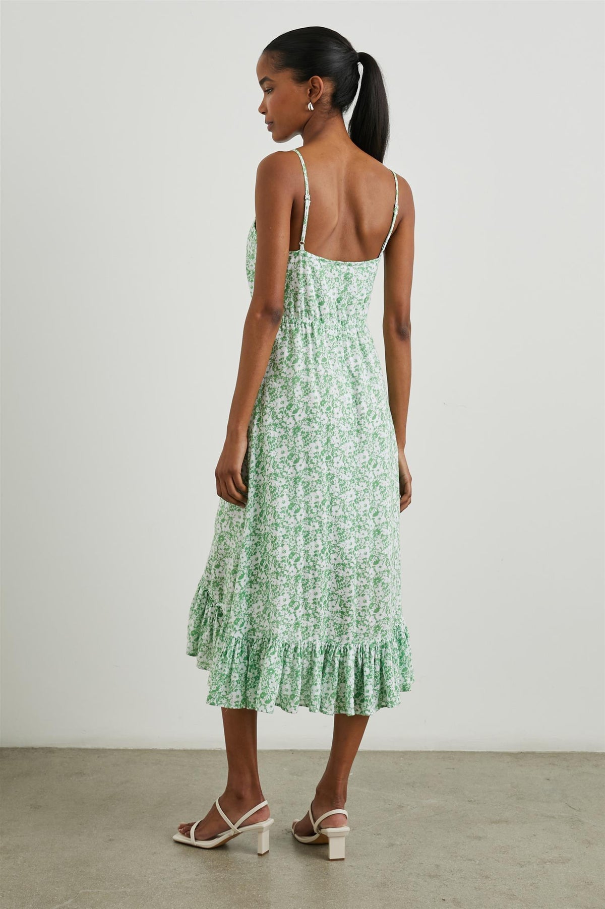 Frida Dress Green Texture Floral - No22 Damplassen