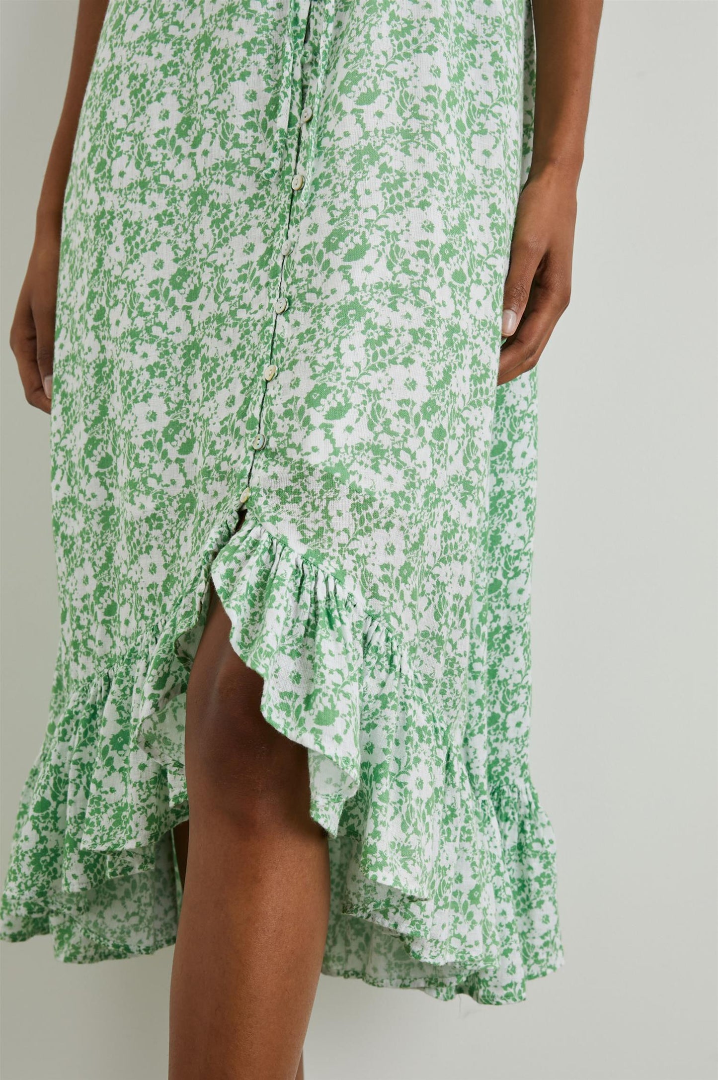 Frida Dress Green Texture Floral - No22 Damplassen