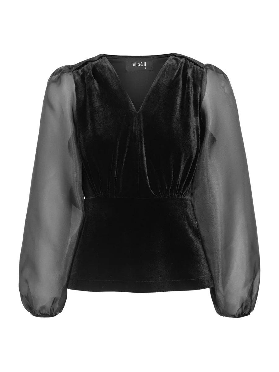 Hazel Velour Top Black - No22 Damplassen