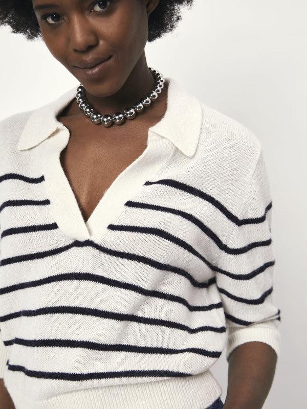 Jackey Knitted Polo Shirt Butter Cream - No22 Damplassen