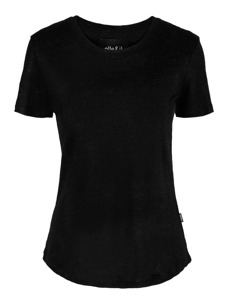 Jane Linen Tee Black - No22 Damplassen