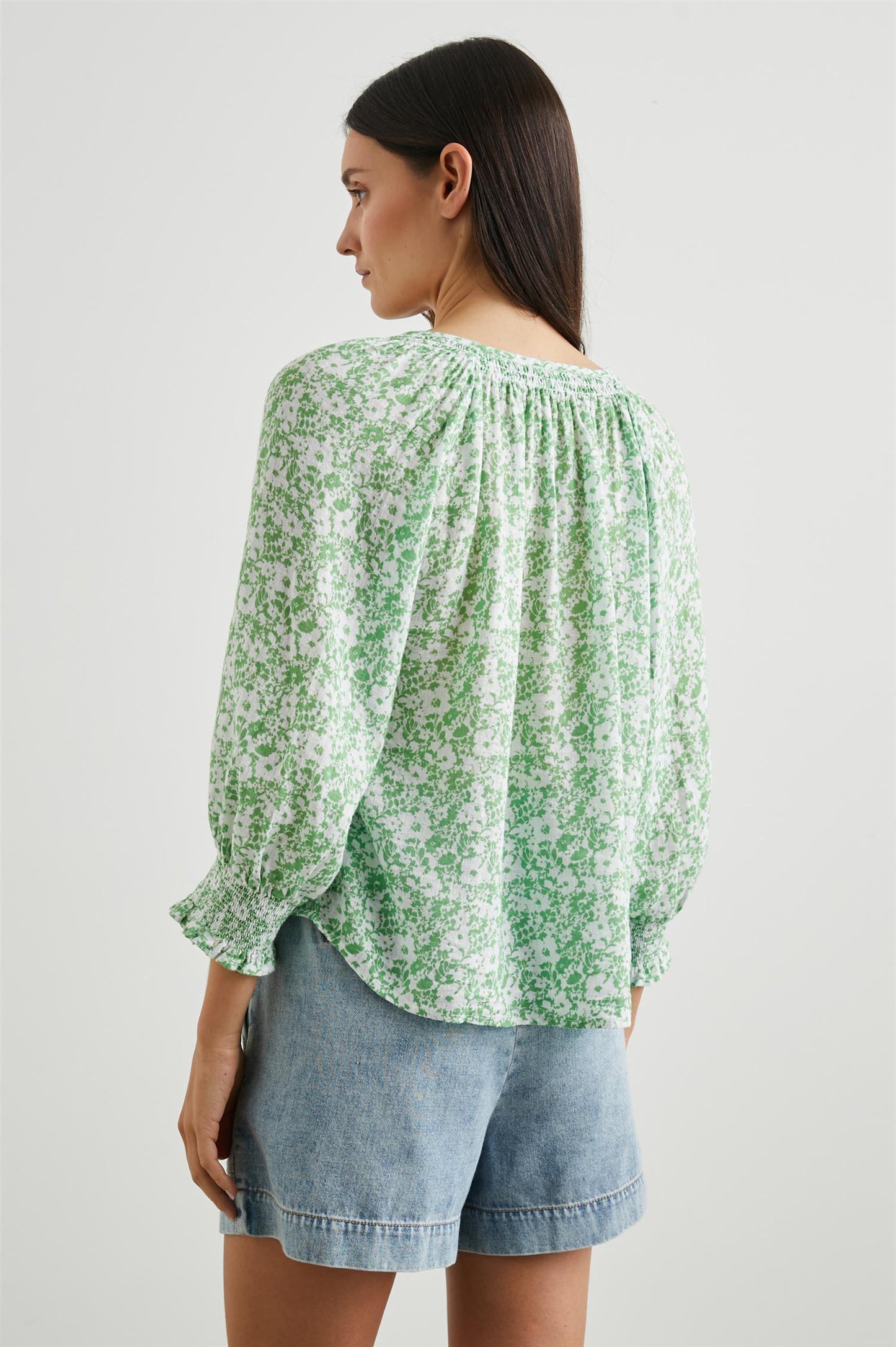 Mariah Shirt Green Texture Floral - No22 Damplassen