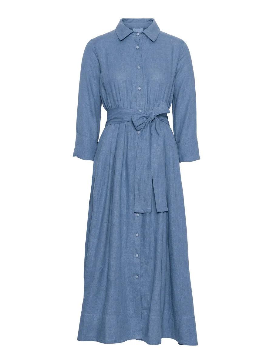 Marja Linen Dress Jeans Blue - No22 Damplassen