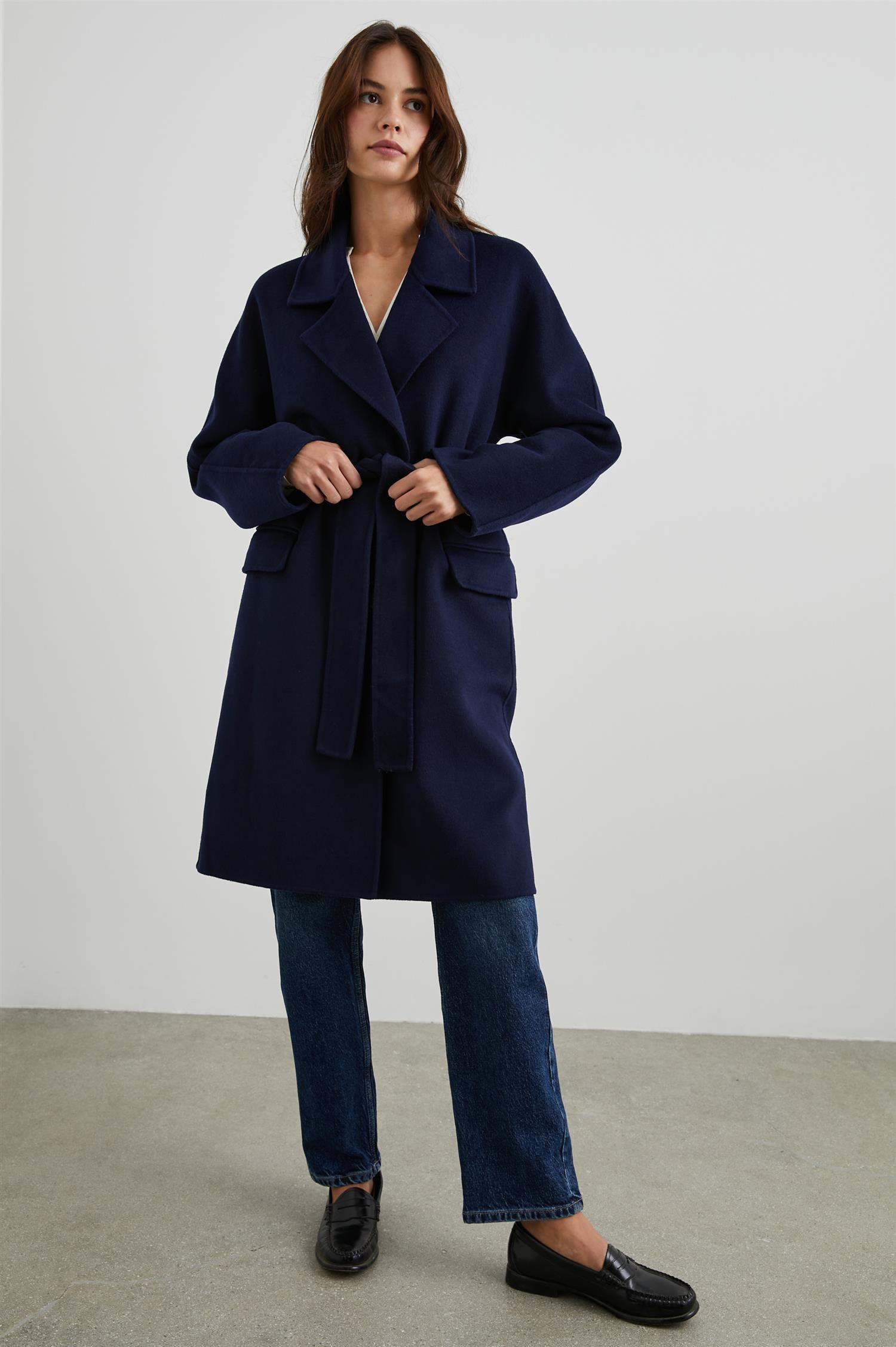 Milady Wool Navy & buy Magenta Coat Medium